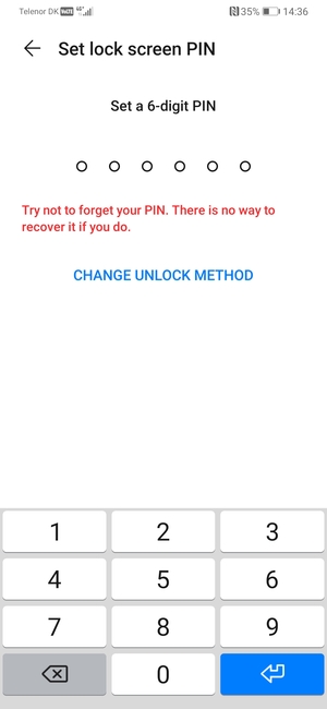 Select CHANGE UNLOCK METHOD