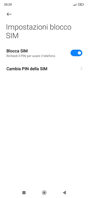 Seleziona Cambia PIN della SIM