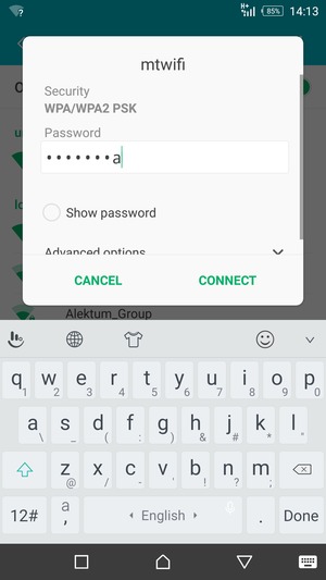 Enter the Wi-Fi password and select CONNECT