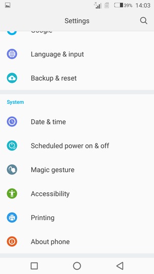 Scroll to and select About phone