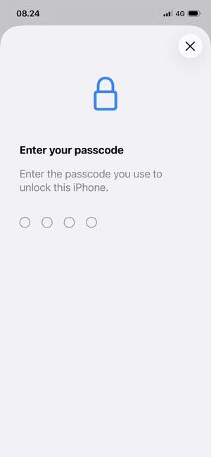 Enter your passcode for the phone lock if this is already activated on your phone