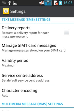 Scroll to and select Service centre address