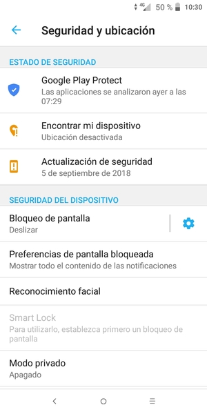Seleccione Bloqueo de pantalla