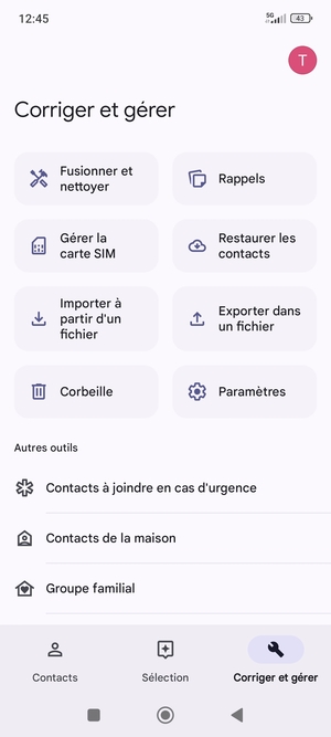 Sélectionnez Gérer la carte SIM