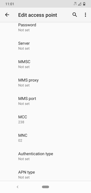 Scroll down and enter MMS information