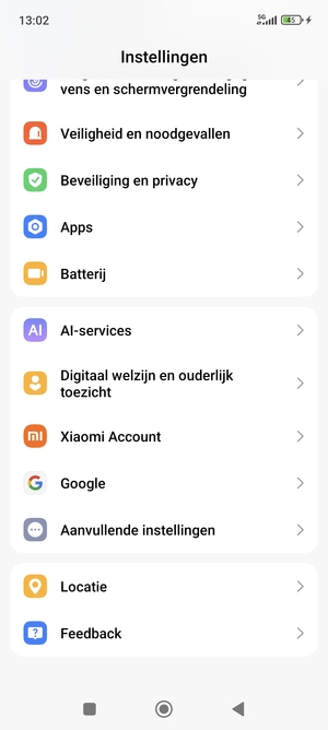 Scroll naar en selecteer Locatie