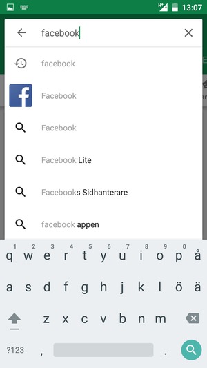 Ange app-namnet och välj Sök