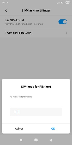 Skriv inn Ny PIN-kode for SIM-kort og velg OK