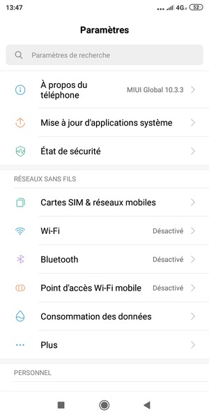 Sélectionnez Cartes SIM & réseaux mobiles
