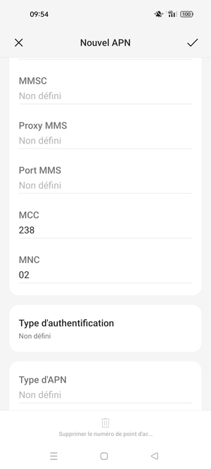 Faites défiler vers le bas et saisissez les informations Internet