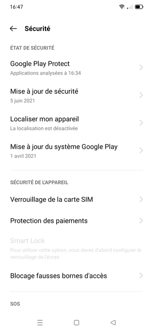 Faites défiler et sélectionnez Verrouillage de la carte SIM