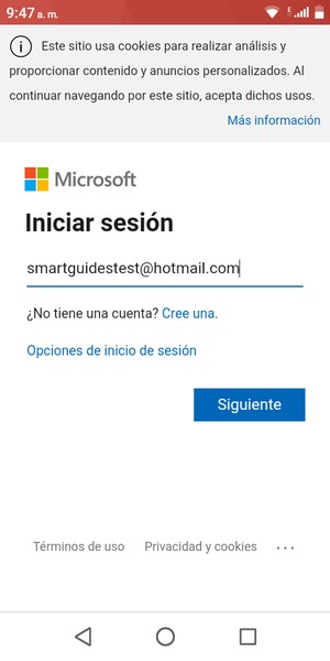 Introduzca su Dirección de correo electrónico y seleccione Siguiente