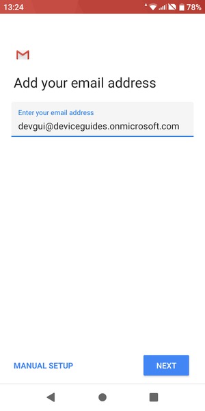 Enter your Email address and  select MANUAL SETUP