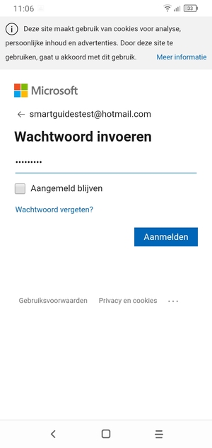 Voer uw wachtwoord in en selecteer Aanmelden