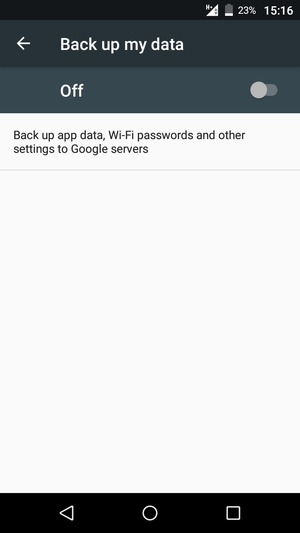Turn on Back up my data