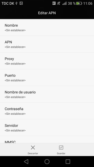 Introduzca la información de MMS