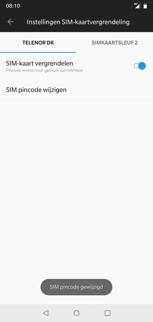 Uw SIM pincode is gewijzigd