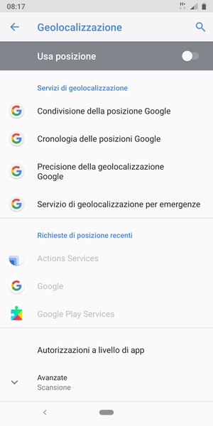 Disattiva Usa posizione