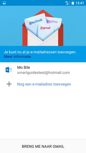 Selecteer BRENG ME NAAR GMAIL