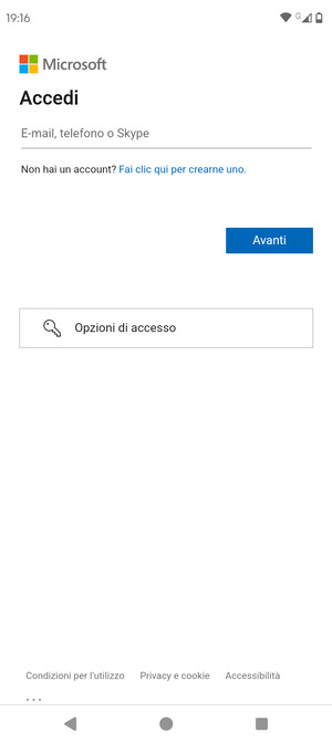 Inserisci il tuo indirizzo email e seleziona Avanti
