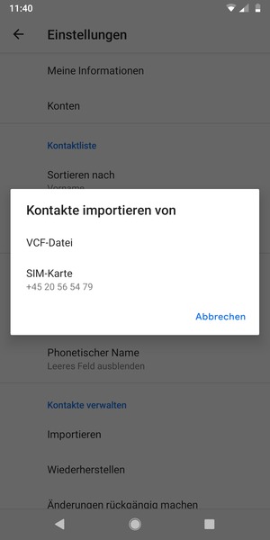 Wählen Sie SIM-Karte