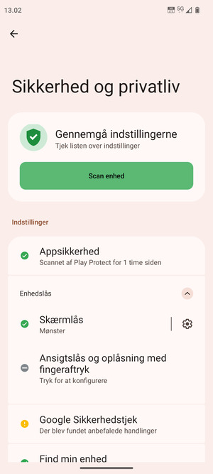 Din telefon er nu sikret med en skærmlås
