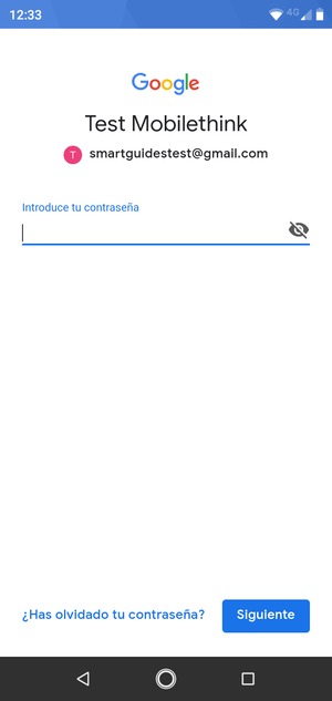 Introduzca su contraseña y seleccione Siguiente