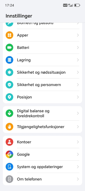 Bla til og velg Kontoer
