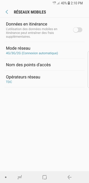 Sélectionnez Mode réseau