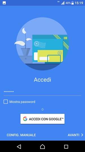 Inserisci la tua password di Gmail e seleziona AVANTI
