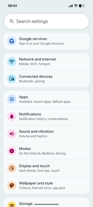 Select Network and Internet
