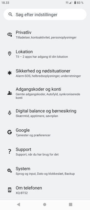 Scroll til og vælg Adgangskoder og konti