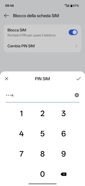 Inserisci PIN SIM attuale e seleziona OK