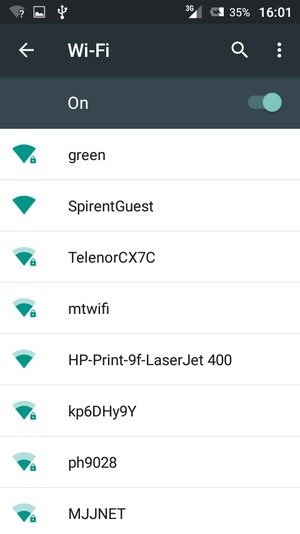Select the wireless network you want to connect to