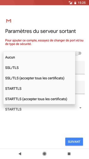 Sélectionnez Aucun puis SUIVANT