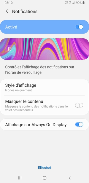 Sélectionnez votre options préférées et sélectionnez Effectué