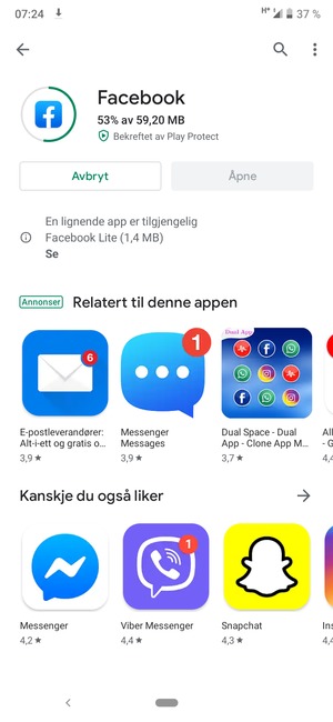 Vent til installasjonen er ferdig