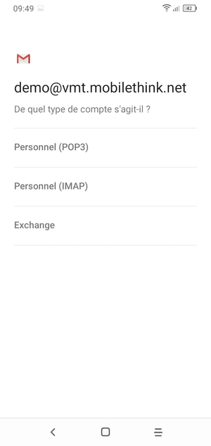 Sélectionnez Personnel (POP3) ou Personnel (IMAP)