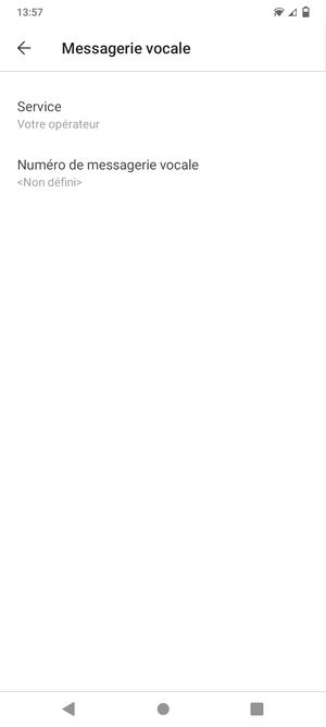 Sélectionnez Numéro de messagerie vocale