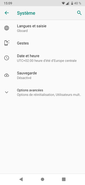 Sélectionnez Sauvegarde