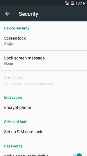 Select Screen lock