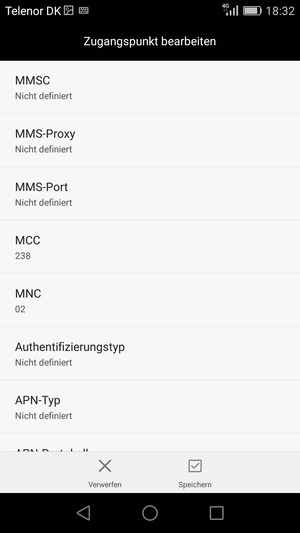 Scrollen Sie nach unten und geben Sie MMS-Informationen ein