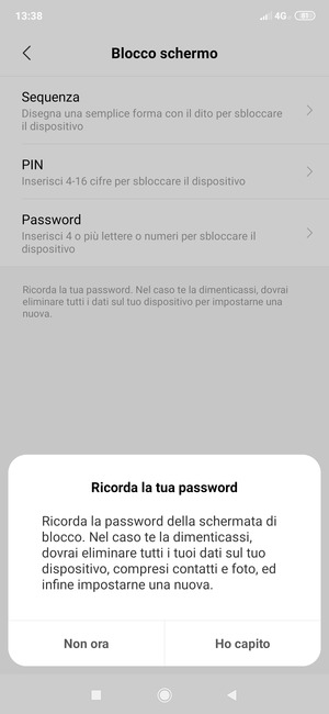 Seleziona Ho capito