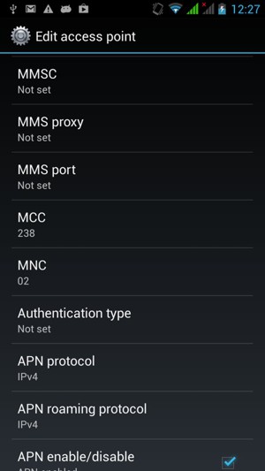 Scroll down and enter MMS information
