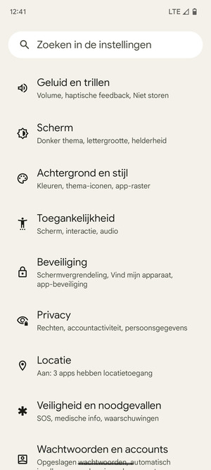 Scroll naar en selecteer Beveiliging