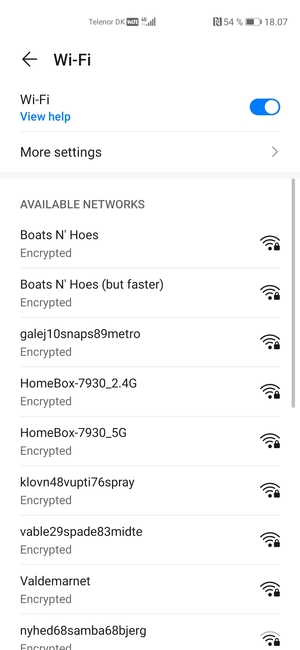 Select the wireless network you want to connect to
