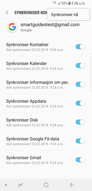 Velg Synkroniser nå