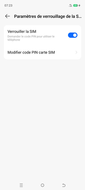 Sélectionnez Modifier code PIN carte SIM