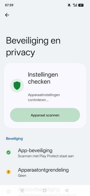 Om uw schermvergrendeling te activeren, ga naar het Beveiliging en privacy-menu en selecteer Apparaatontgrendeling