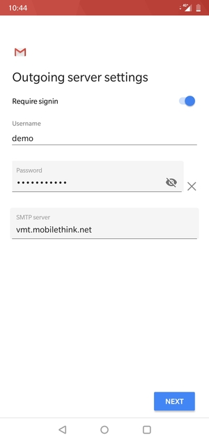 Enter Outgoing server address
